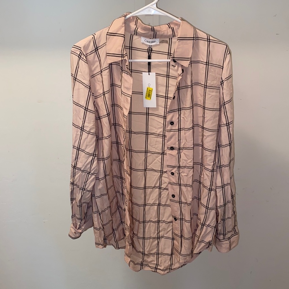 Baby blush pink Calvin Klein Dress shirt -SM - NWT